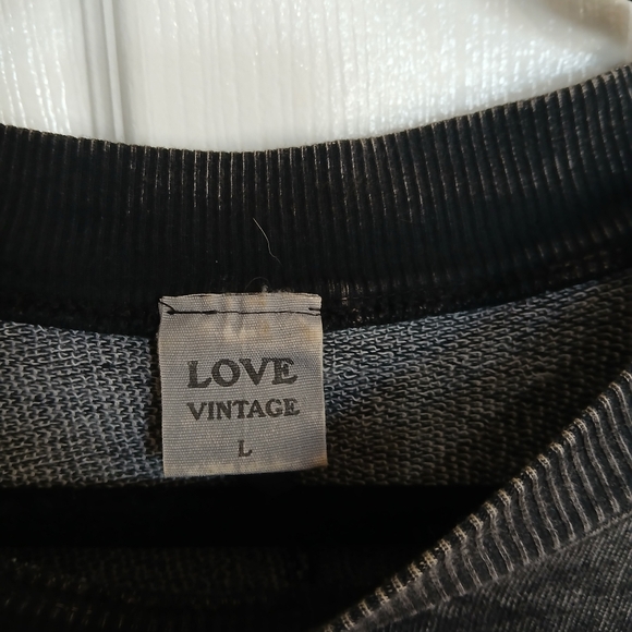 Love Vintage Y2K Grunge Aesthetic Cotton Black Acid Wash Goth Graphic Sweatshirt - Picture 3 of 6